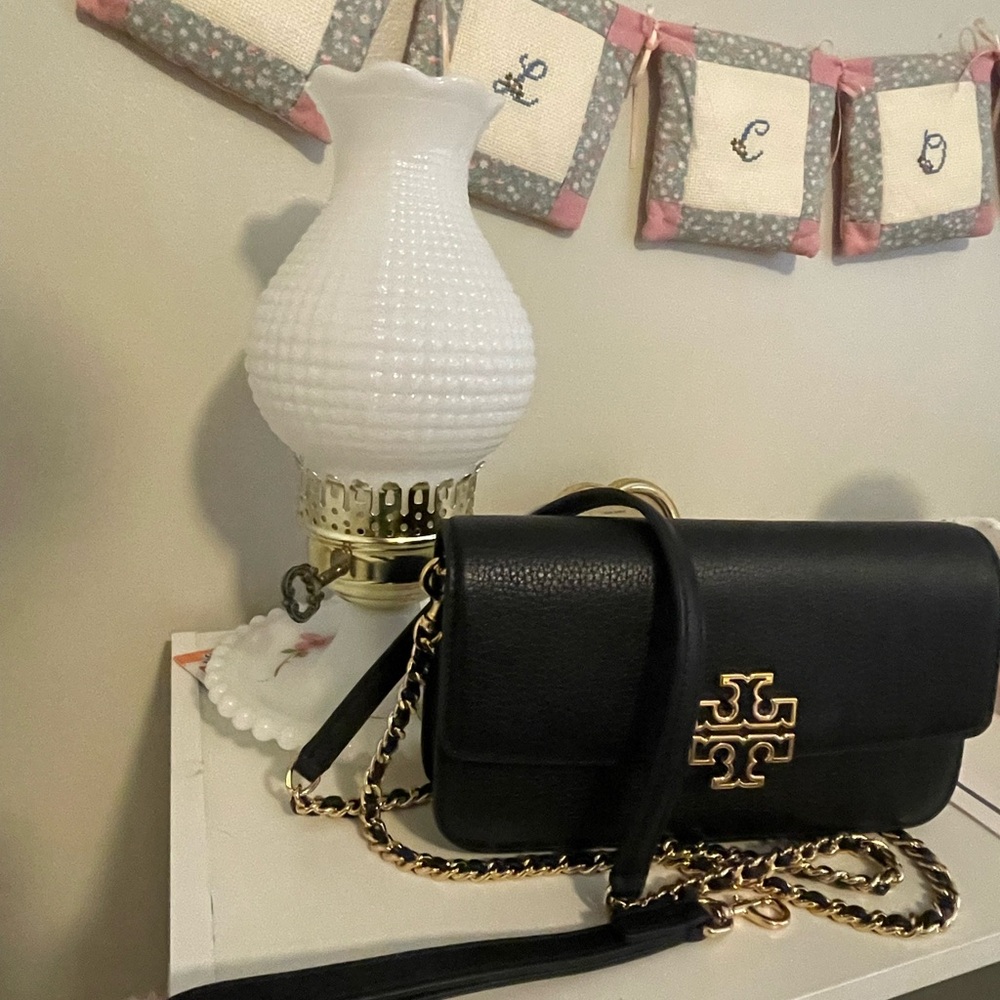 Tory Burch Britten Chain Wallet with Crossbody Chain & Wristlet blk leather - Picture 7 of 7